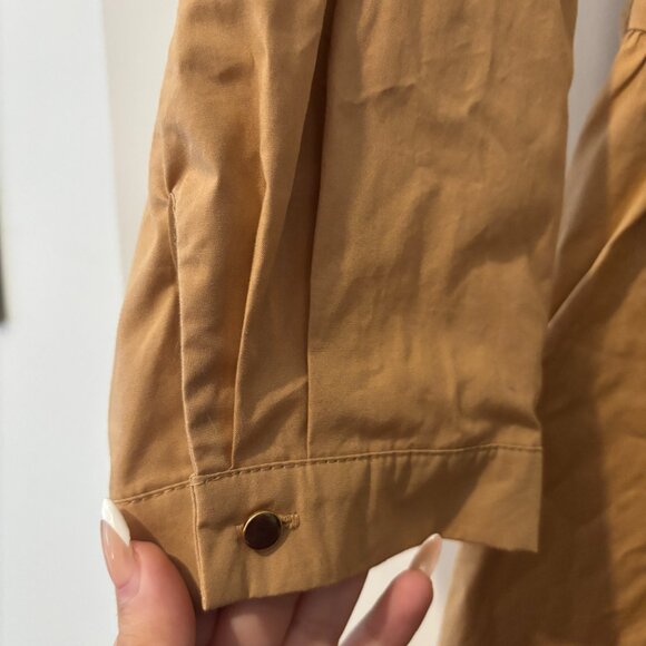 NWT By Anthropologie Long-Sleeve Square-Neck Poplin Mini Dress in Tan. Size XL - Picture 5 of 6